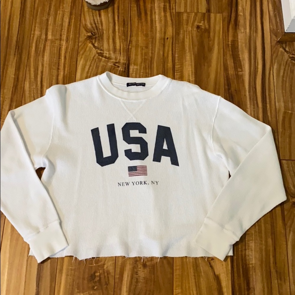 Brandy Melville white USA cropped long sleeve